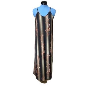 Fish Bone Maxi Dress with Stripes & Fish Skeletons Brown Tones